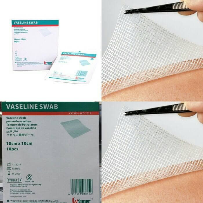 vaseline swab seperti supratul, lomatul