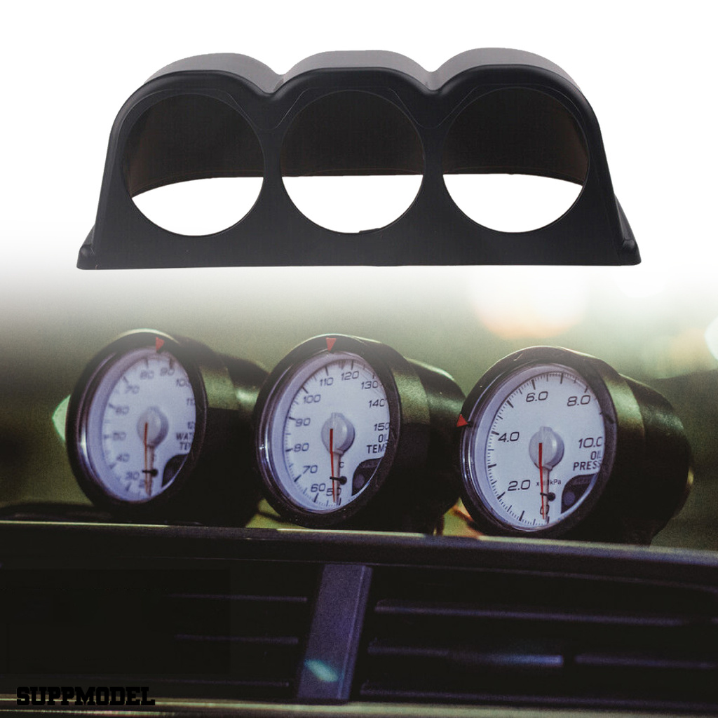 Smodel Mount Holder Panel Meter 3 Lubang 6cm Warna Hitam Matte Untuk Dashboard Mobil