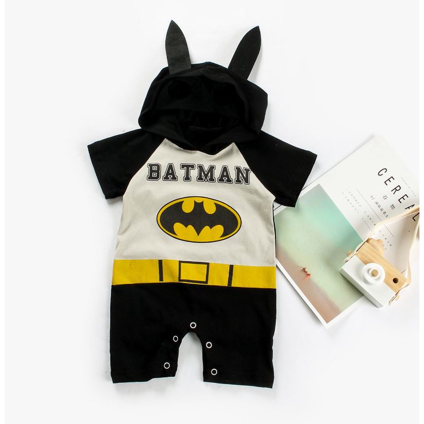 Baju Jumper Romper Anak Bayi Hoodie Superhero Batman, Superman, Spiderman, Captain America-2