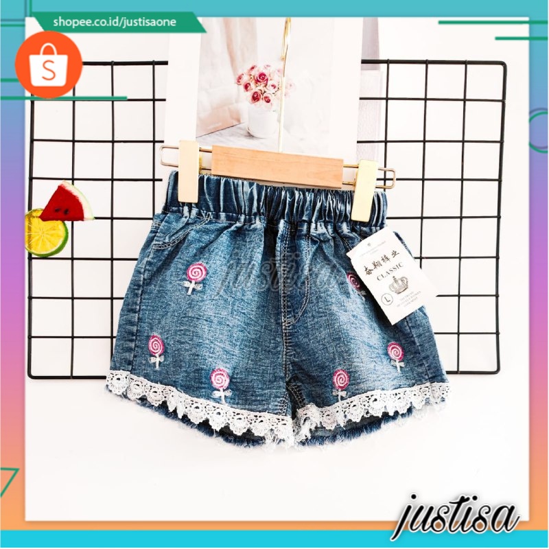 Promo !! Hotpants anak cewek lucu / hot pants candy lolipop ukuran 6bulan - 18bulan (biru) / Celana pendek anak import