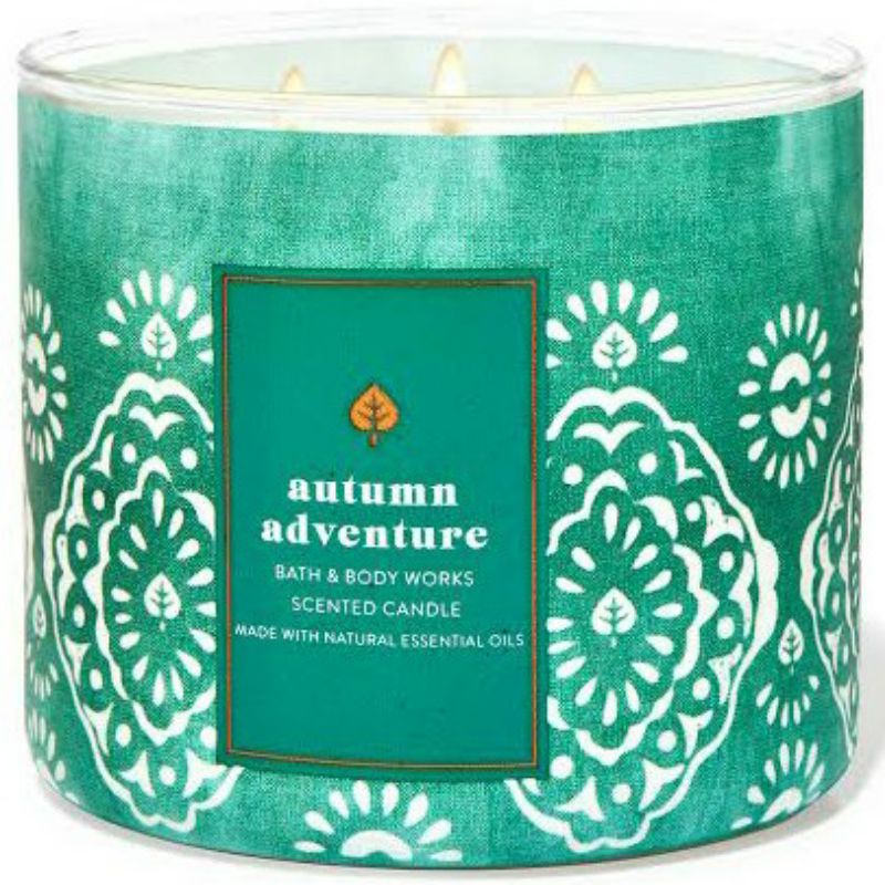 BATH AND BODY WORKS BBW AUTUMN ADVENTURE 3 WICK SCENTED CANDLE MADE WITH ESSENTIAL OILS 411 G PENGHARUM RUANGAN