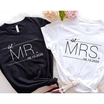 MYSTIQUE.ID-BAJU KAOS COUPLE MR&amp;MRS T-SHIRT LUCU DAN AESTHETIC