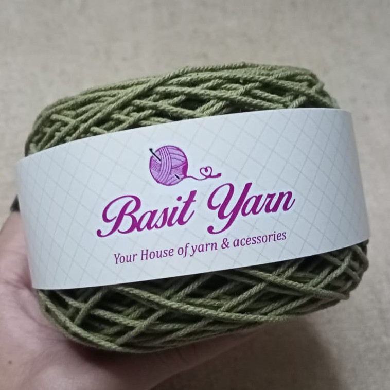 Broken Green Benang Rajut Katun Rami BasitYarn Hijau Teh Kering