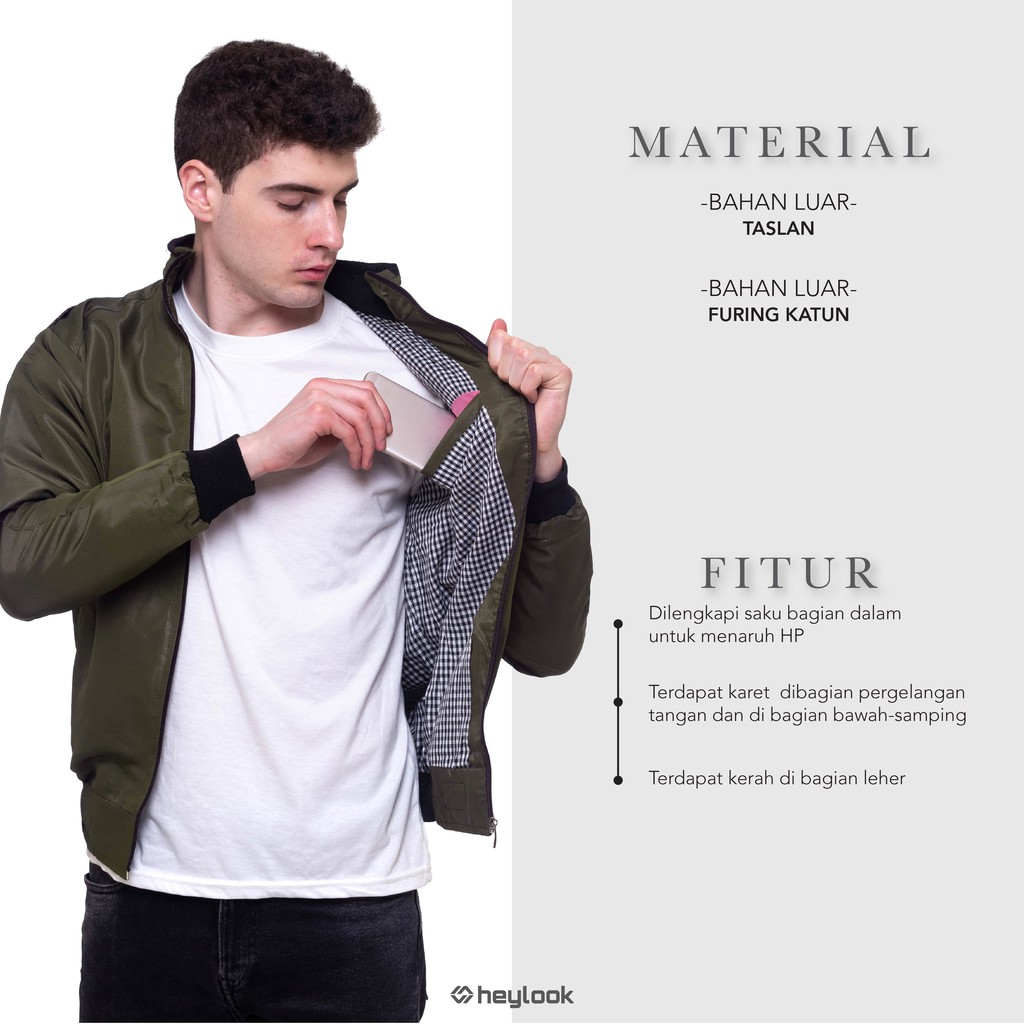HEYLOOK Official - Jaket Pria Harrington Jaket Semi-Waterproof Smith Pria Jaket Motor Taslan-7