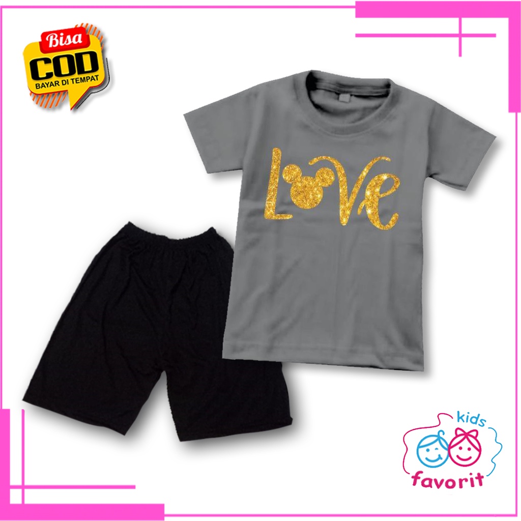 Favorit kids baju setelan anak perempuan corak LOVE | Setelan anak cewek gambar love