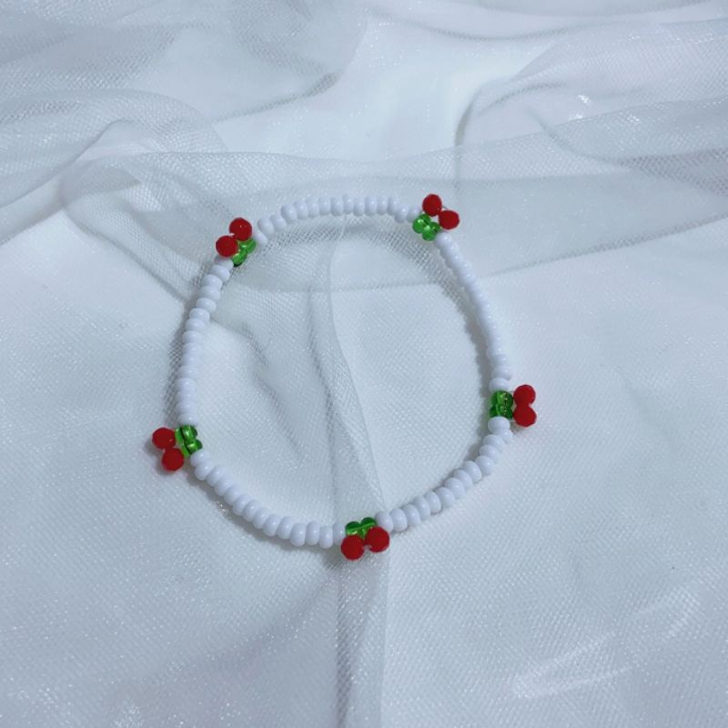 Gelang Manik Wanita Rangkai Cherry Premium Import Korean Style