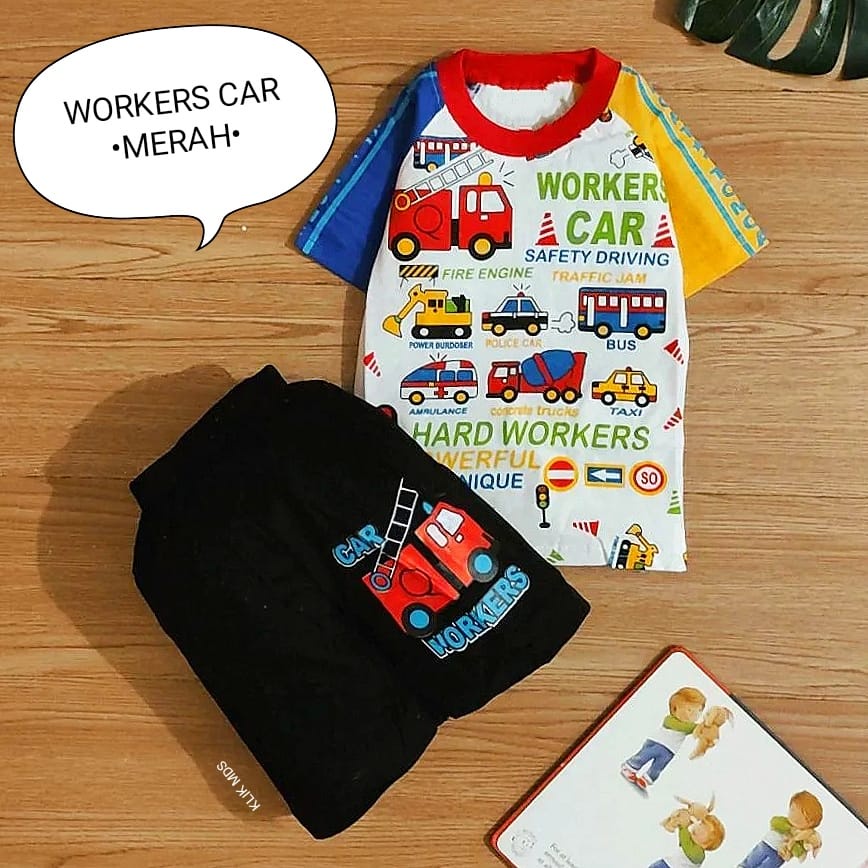 Setelan Baju Anak Laki-laki Motif Wokers Car