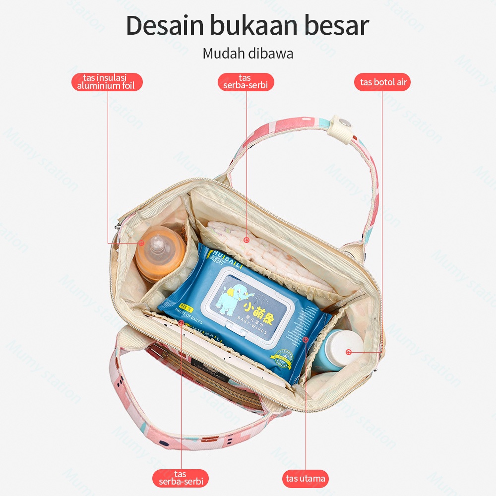 Mumystaion Tas Perlengkapan bayi Waterproof baby diaper bag