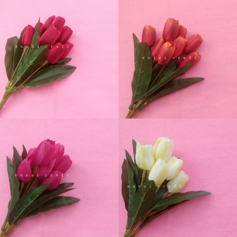 buket bunga 9 tulips mix colour