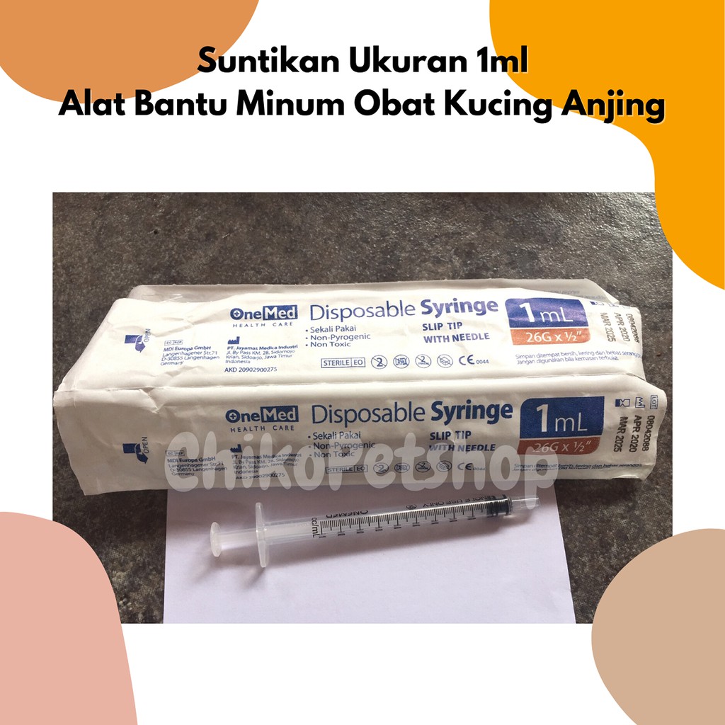 Suntikan ukuran 1ml/ 3ml/ 5ml - Alat bantu minum obat kucing dan anjing