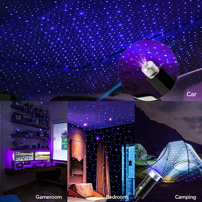 Hot Sale/USB Powered 360-derajat Rotating Star LED Lampu Tidur Mobil Hias/Lampu Malam Proyektor Romantis/Atap Mobil Proyektor Bintang Lampu Malam LED Suasana Cahaya