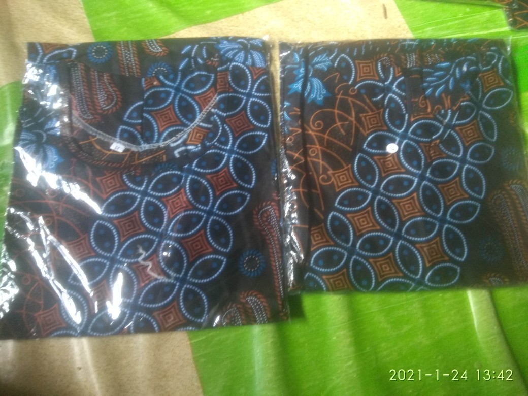 Batik Couple Keluarga Sania Ruffle Ori Ndoro Jowi Dnt Motif Seno Biru