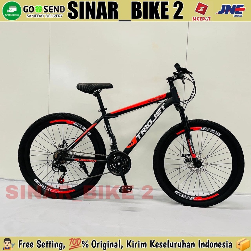 Sepeda Gunung 26 Inch MTB TRIOJET Rem Cakram 21 Speed Velg Tinggi