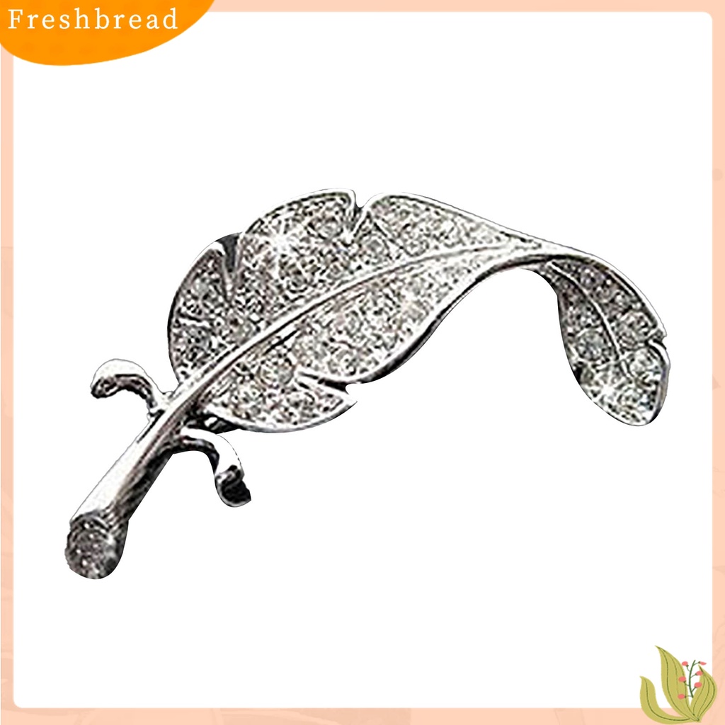 [ TERLARIS]Women Fashion Leaf Silver Tone Rhinestone Wedding Gift Brooch Pin