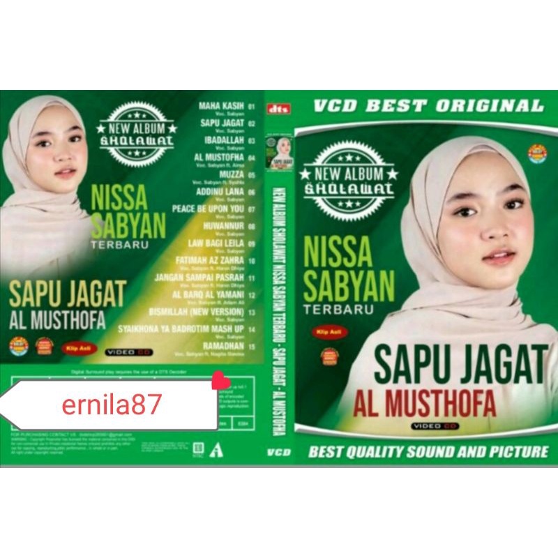 KASET VCD LAGU SHOLAWAT " NISSA SABYAN SAPU JAGAT AL MUSTOFA "