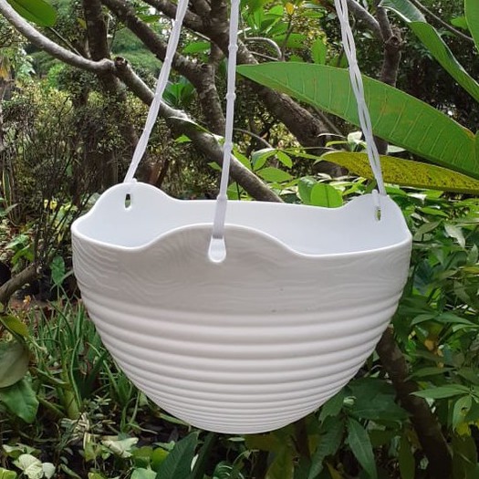 GROSIR POT Bunga Gantung Lovenia GGS-8857 Putih /Pot plastik