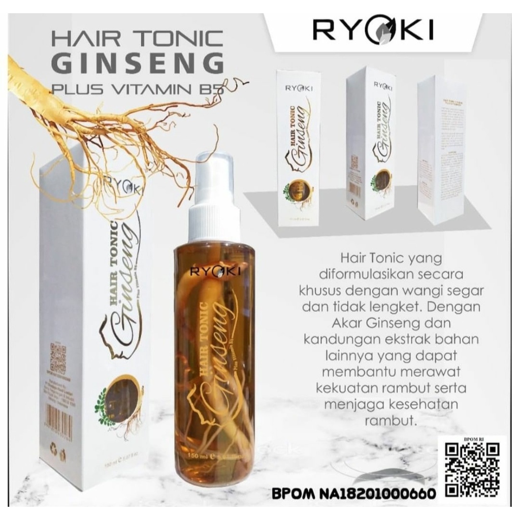 Ryoki Hair Tonic Gingseng Treatment Rambut Premium Original BPOM