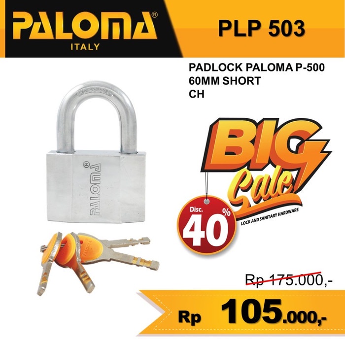 Paloma Gembok Kunci PadLock  PLP 503 P-500 60MM SHORT CH