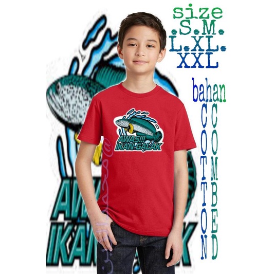 kaos anak channa awas ikan galak/snakehead/andrao/stewarti/limbata/auranti/maru/pulchra/blue pulchra