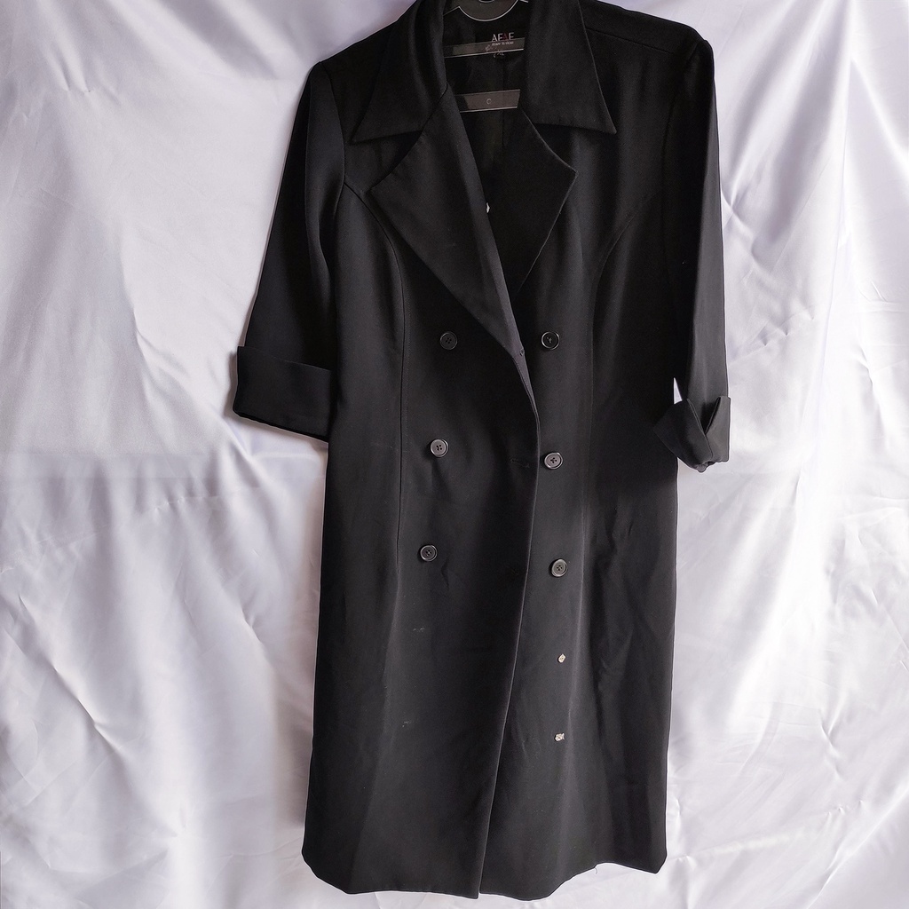 Preloved Midi Dress Kantor premium model blazer warna hitam selutut - AFAF size XL high quality