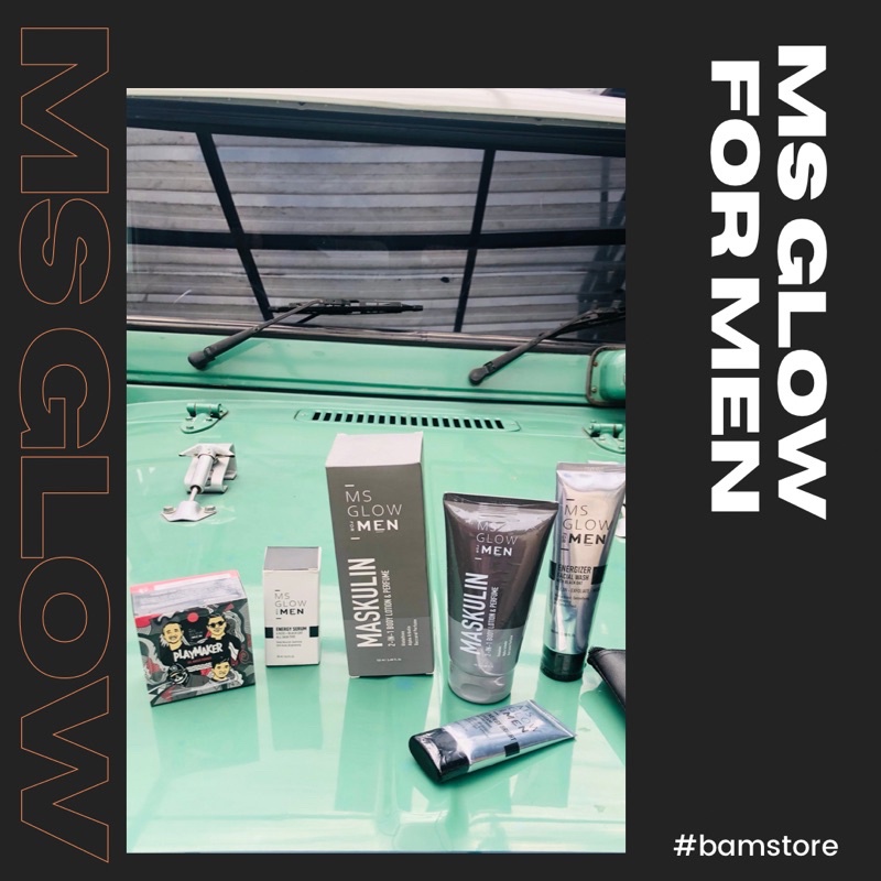 MS GLOW MEN Paket Basic / Paket Wajah MS Glow For Men / Krim Jerawat Pria / Krim Wajah Kusam Pria / 