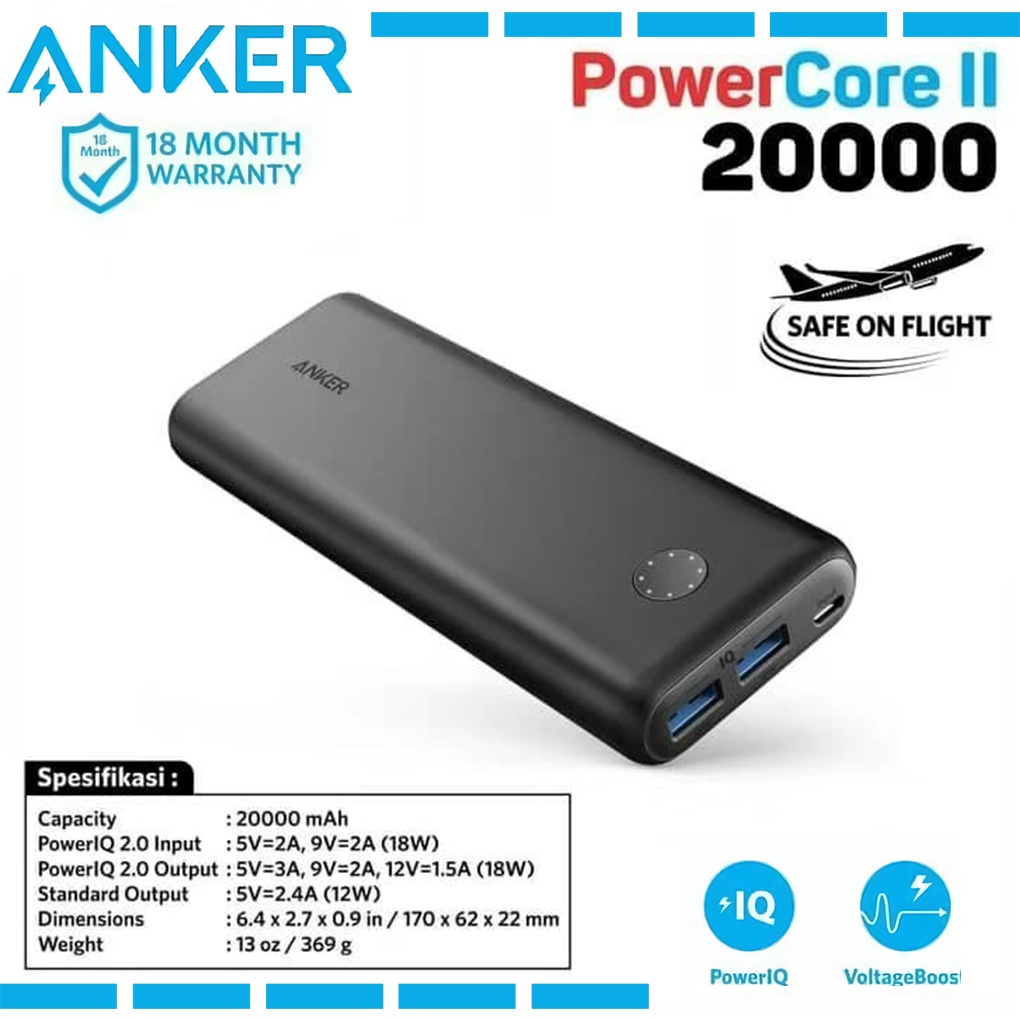 Powerbank ANKER PowerCore II 20000mAh IQ Quick Charge 3.0 A1260611