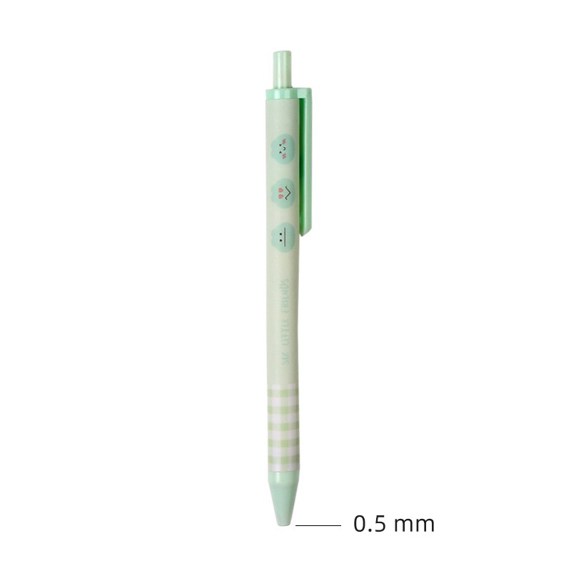 6pcs Pulpen Gel Tinta Hitam 0.5mm Dengan Ujung Peluru Retractable Desain Hewan Kecil