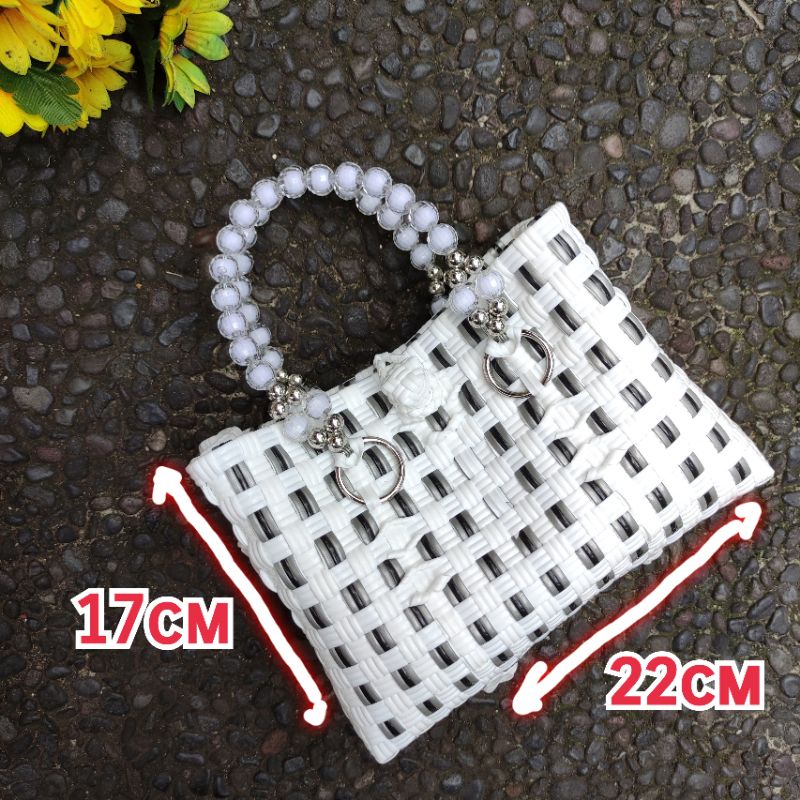 Tas Anyaman Jali Premium/ Tas Jali Mutiara/ Tas Wanita Jinjing Premium/ Tas Jali Mini Paty Mutiara