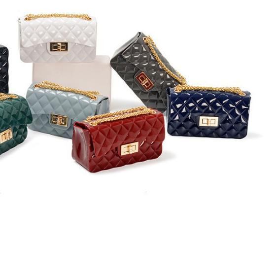 ℮ TAS SELEMPANG WANITA JELLY GLOSSY RANTAI GOLD SIZE 18 CM | GLOSSY RANTAI GOLD ➳