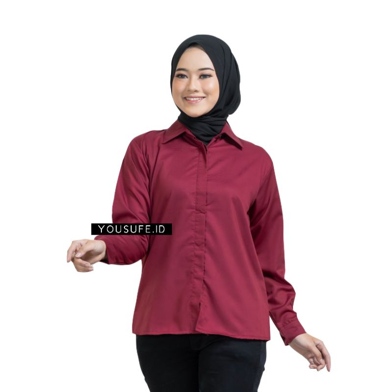 Kemeja Polos Wanita Adem Casual Formal Kantor Kerja Bahan Toyobo Seragam Murah