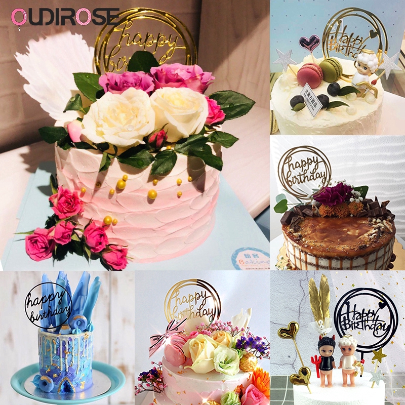 Topper Hiasan Kue Tulisan HAPPY BIRTHDAY Model Variasi Bahan Akrilik