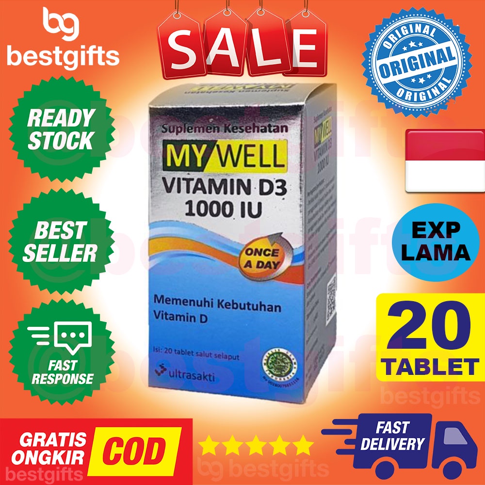 MYWELL VITAMIN D3 1000 IU SUPLEMEN KESEHATAN VITAMIN D 20 TABLET