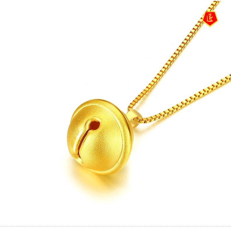 [Ready Stock]3D Creative Bell Pendant Kids' Golden Luck Bringer Necklace