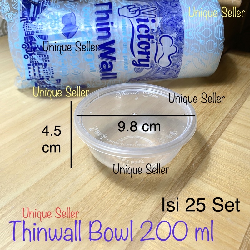 Thinwall Bowl 200 ml Victory isi 25 pcs / Thinwall Mangkok 200ml Victory / Thinwall Bowl 200 ml / Thinwall Round 200ml / Food Container 200 ml