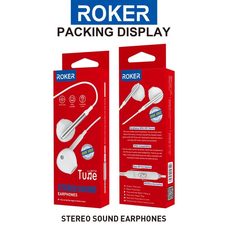 HANDSFREE ROKER RK68K/RK70K/RK71K/RK67K/RK69K STEREO HEAVY BASS EARPHONE