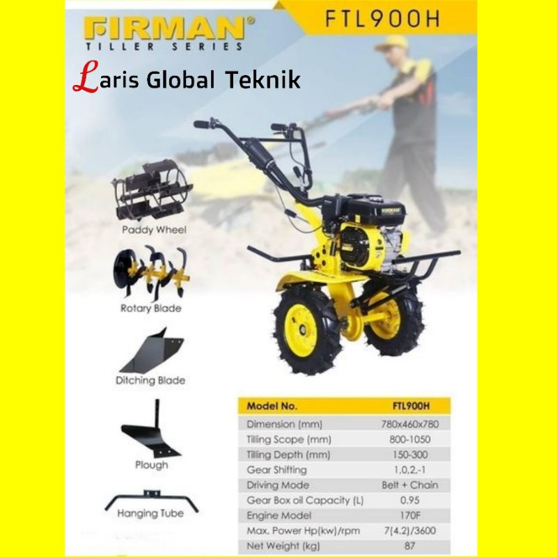 Mesin Traktor Mini Firman FTL-900H - Tiller Tanah Kering Dan Basah