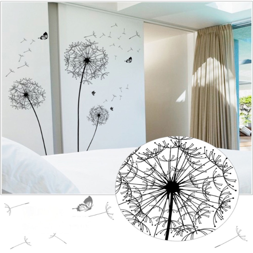 Wall Sticker Wallpaper Dinding Motif Bunga Dandelion Hiasan Murah