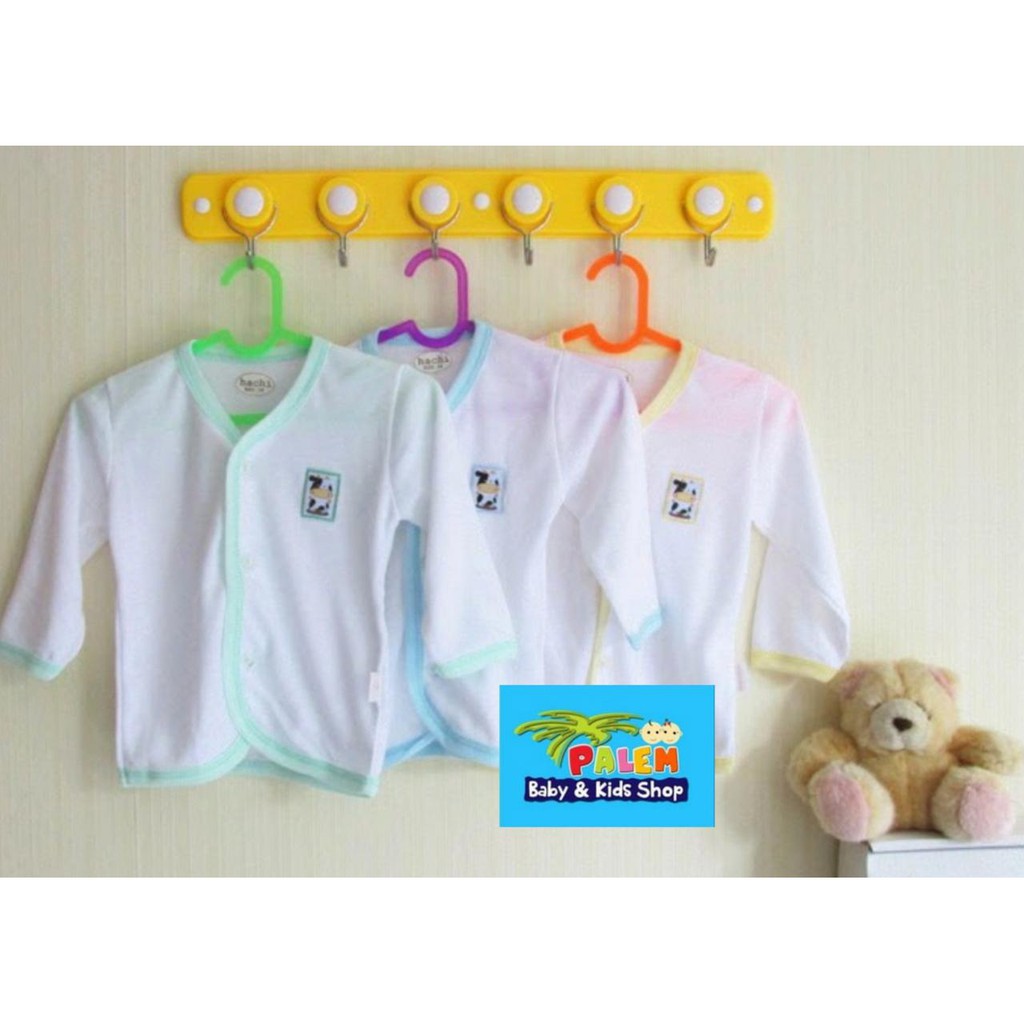 Hachi Baju Bayi Lengan Panjang Putih ISI 4PCS Size NB , 14