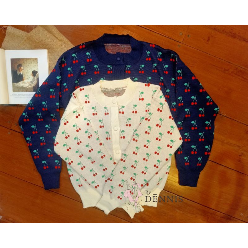bydennis | Sweet Cherry Cardigan • cardigan rajut tebal halus import korea lengan panjang atasan kar