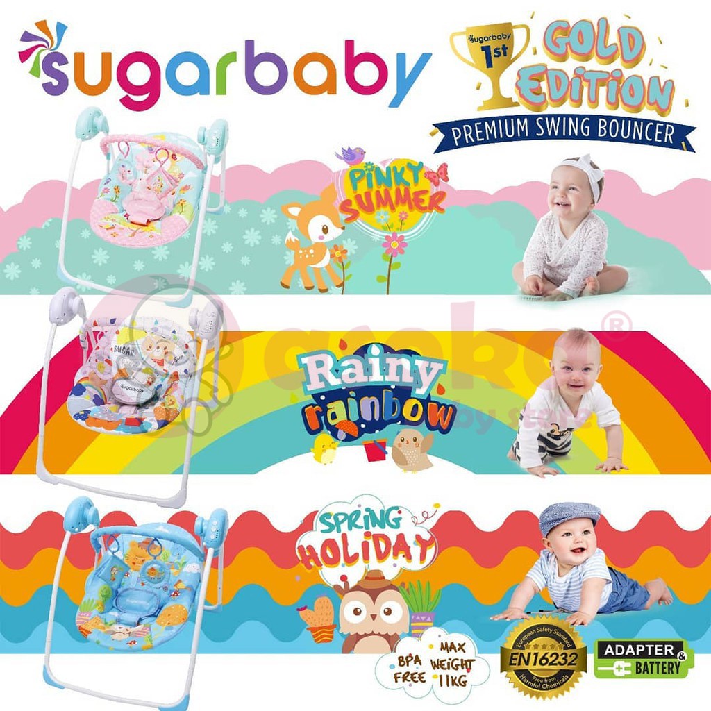 Sugar Baby Swing Bouncer Gold Edition Bouncer Bayi Berayun Otomatis ASOKA