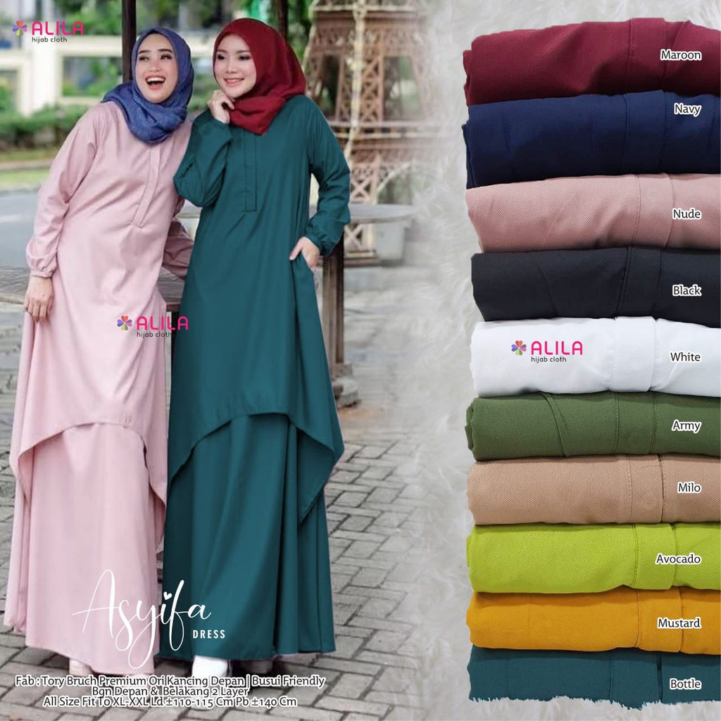 OK - FASHION WANITA MUSLIM ASYIFA DRESS BY ALILA | MAXI DRESS TERBARU | GAMIS POLOS TERBARU