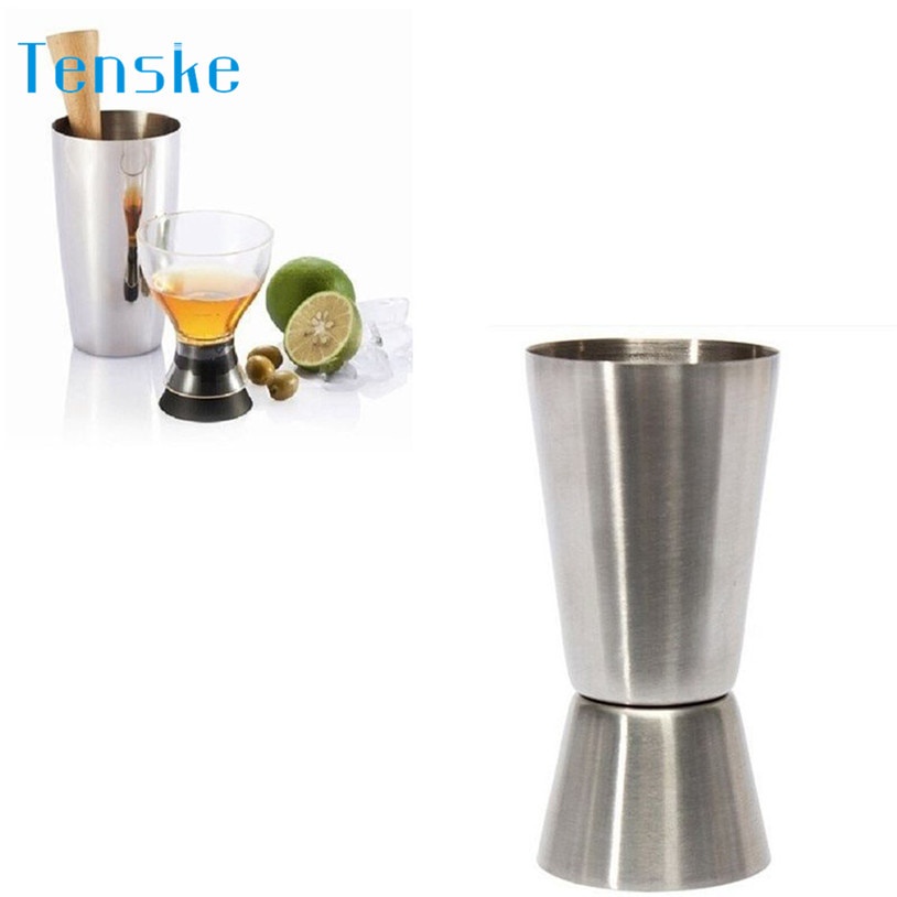 One Two Cups Gelas Ukur Bartender Cocktail Measuring Jigger Double Shot 15ml 30ml - LE2 - Silver