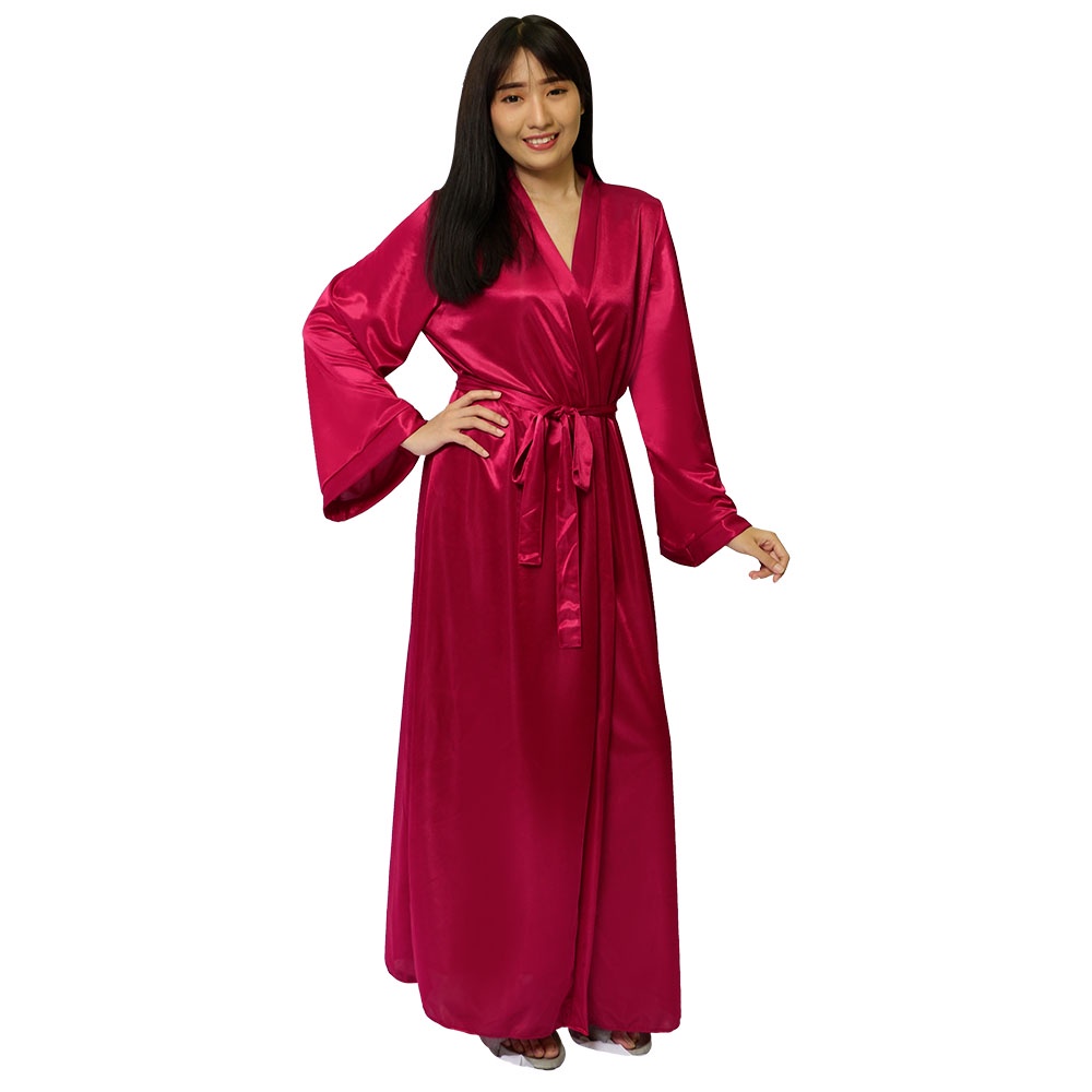 FOLVA kimono baju tidur satin 1347MKIM maroon all size