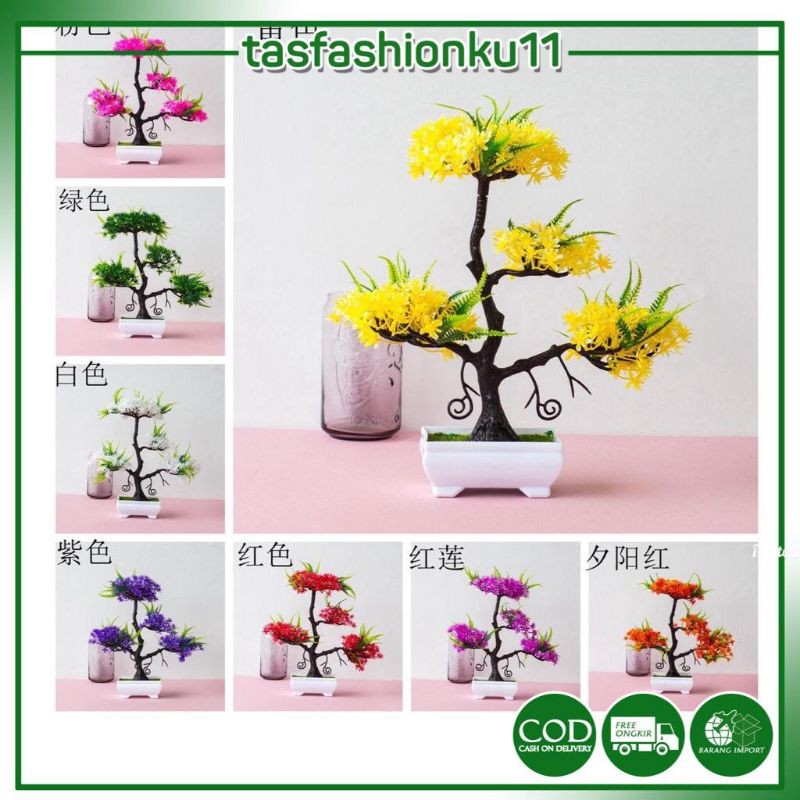 COD / TF11 TANAMAN BUNGA BONGSAI HIAS POT TANAMAN DEKORASI RUMAH BUNGA PLASTIK IMPORT P2098