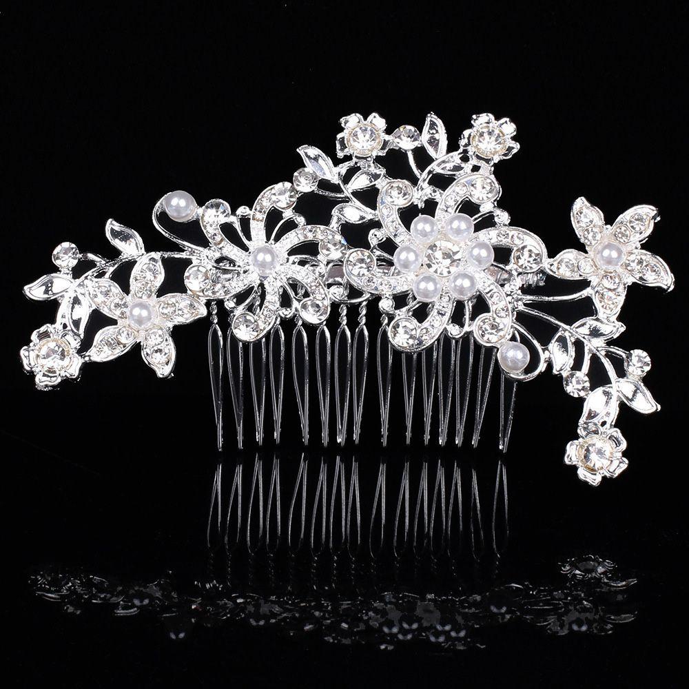 Nickolas1 Sisir Rambut Mutiara Bunga Pengantin Wanita Aksesoris Rambut Flower Wedding Hairclip