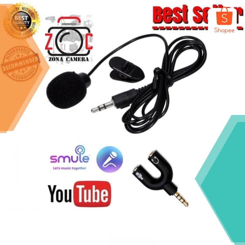 Ready Paket Youtube Vlog Smule Alat Rekam Rekaman Mic Clip-On Hp Mikrofon Youtuber Banget