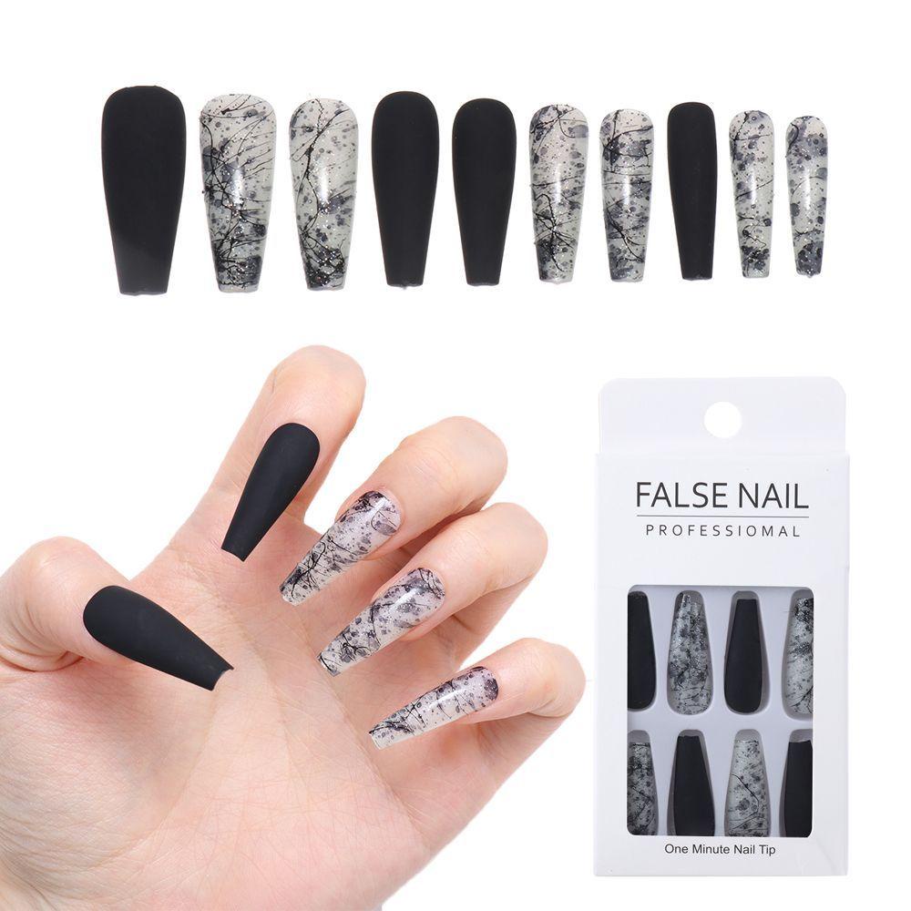 AUGUSTINA Agustin Wearable Fake Nails Reusable Nail Salon Tips Kuku Palsu Penuh Menutupi Manicuring Patch Manicuring Kuku Jadi