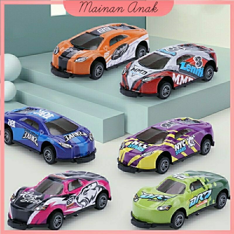 Mainan Anak Mobil Mini Pull Back Bahan Alloy - Racing Mini Car Kids Toys Toddler Toys