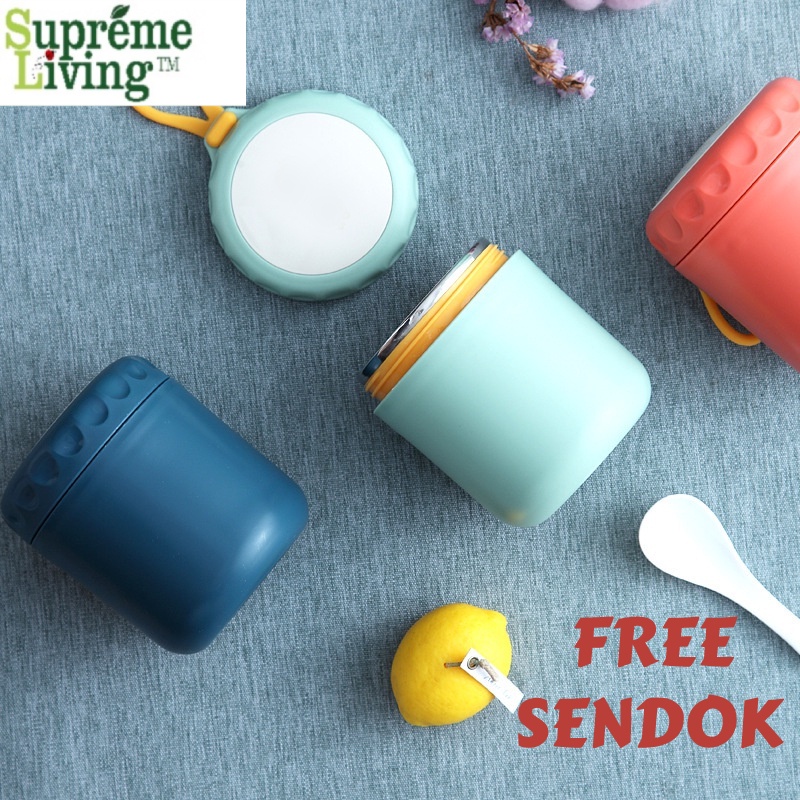 Termos Cangkir Tempat Sup 400ml Mangkok Soup Portable Anti Tumpah Kotak Bekal Makanan Free Sendok BPA FREE