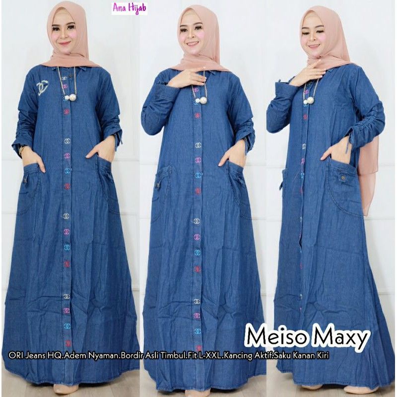 Gamis Jeans Maxy Dress Denim Premium